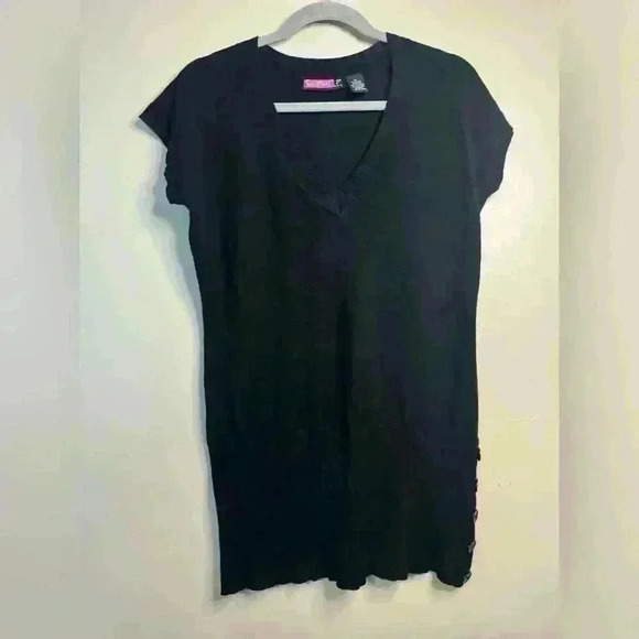 Dillard’s Say What sweater vest black size XL ribbed hem buttons casual office - Picture 1 of 7